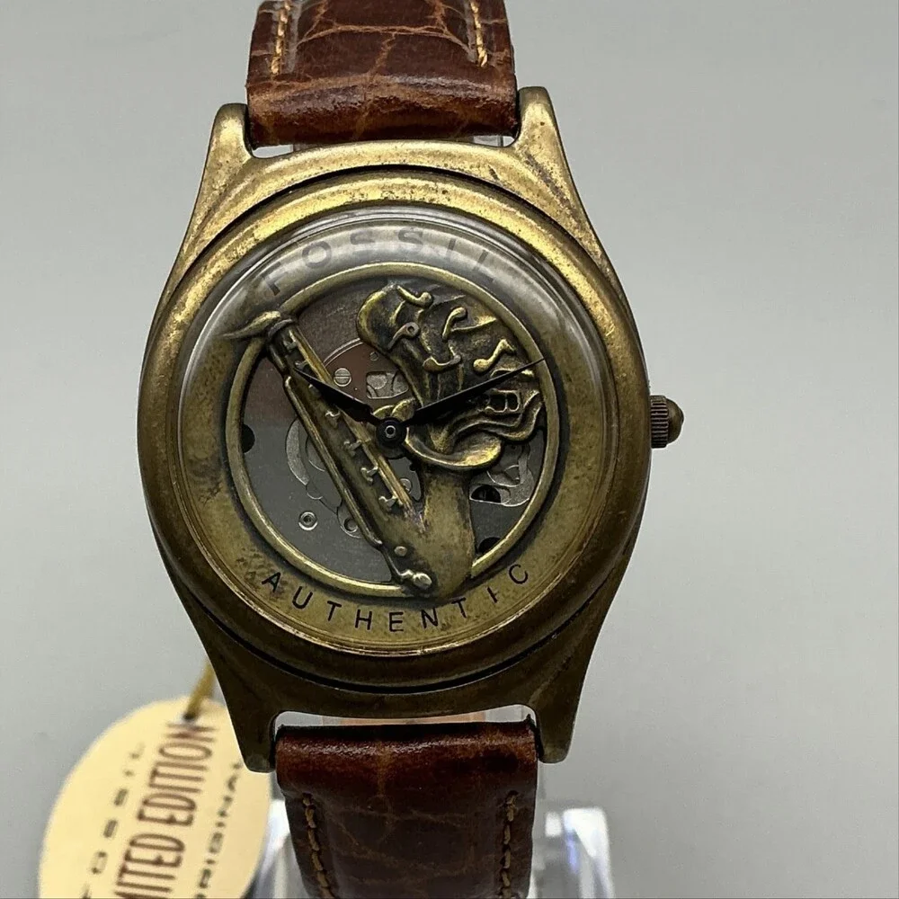 Vintage Fossil LE-0427 Unisex Watch 34mm Saxophone Music Limited New Battery